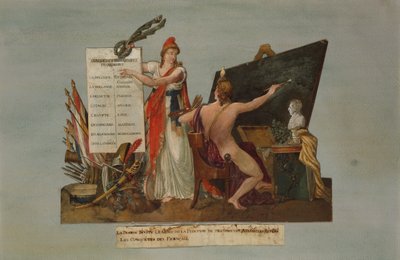 France Invites the Genius of Painting to Transmit to Future Generations the Story of French Conquests and the Victories of Her Armies, c.1800 by P. A. and J.B. Lesueur